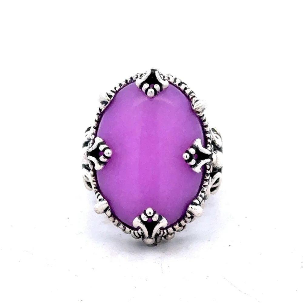 Carolyn Pollack Navajo 925 Sterling Silver Purple Phosphosiderite Statement Ring - Picture 3 of 15